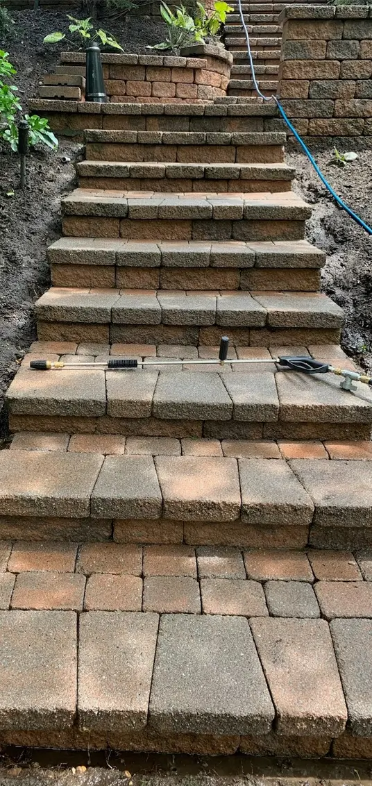 Pavers after pressure washing and sealing